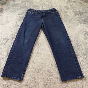 McKenzie Tribe Mens Dungarees Straight Leg Jeans 34x30 Dark Wash Blue Denim
